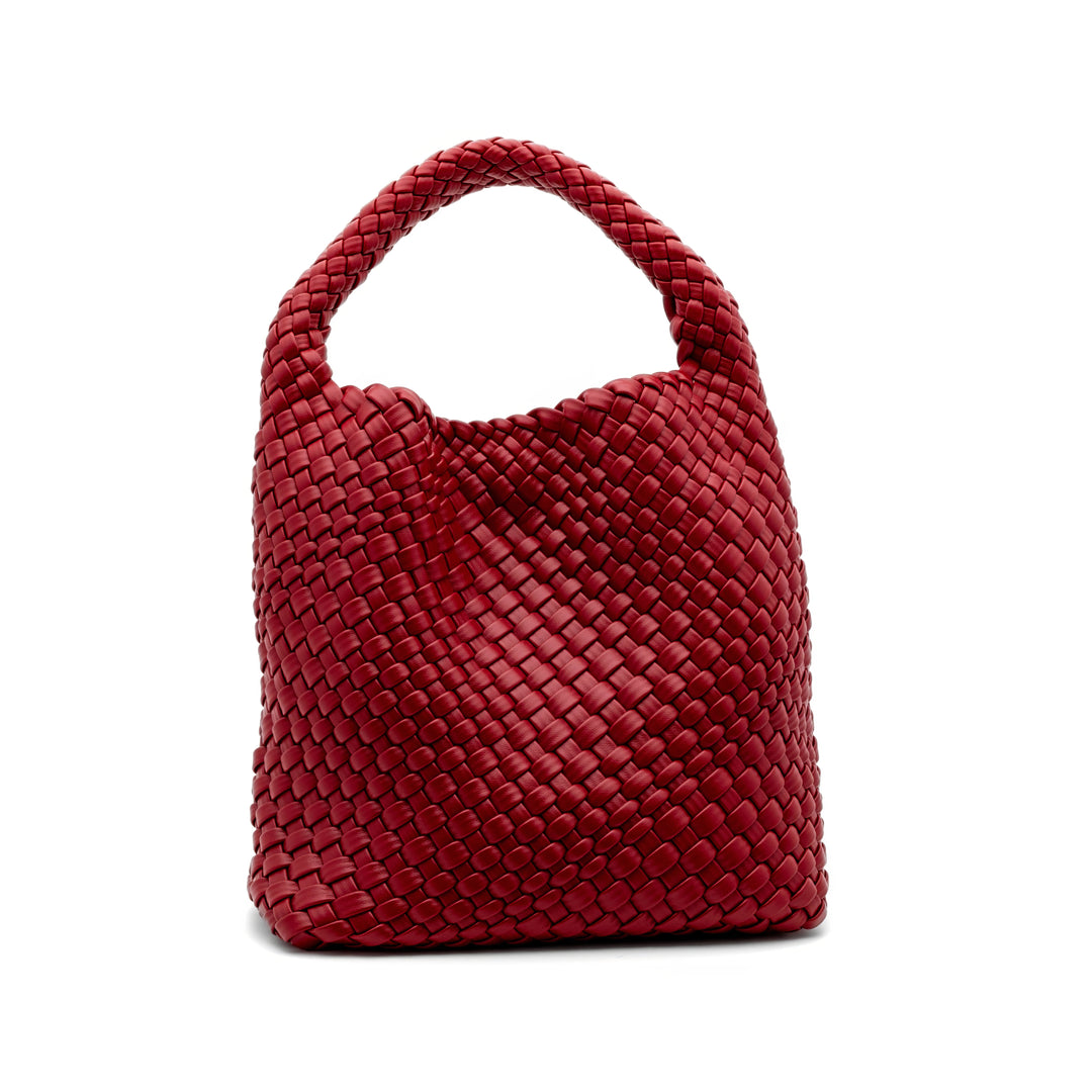 Woven Mini Tote Bag with Matching Purse - Red