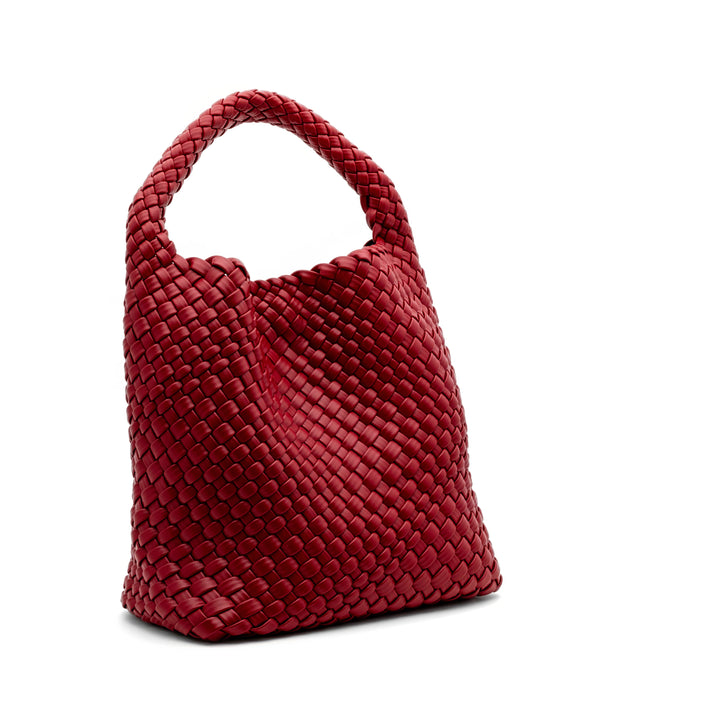 Woven Mini Tote Bag with Matching Purse - Red