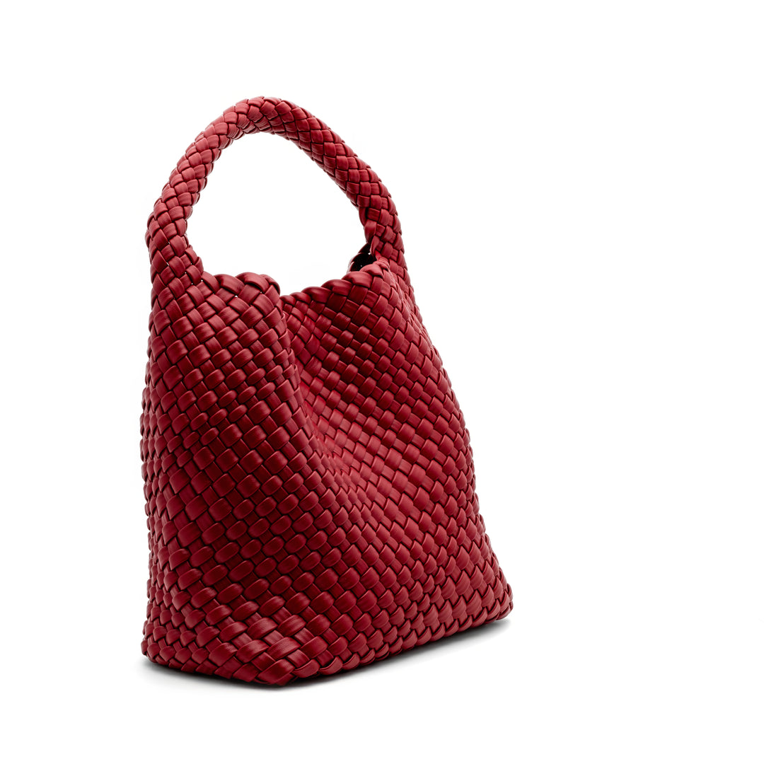 Woven Mini Tote Bag with Matching Purse - Red