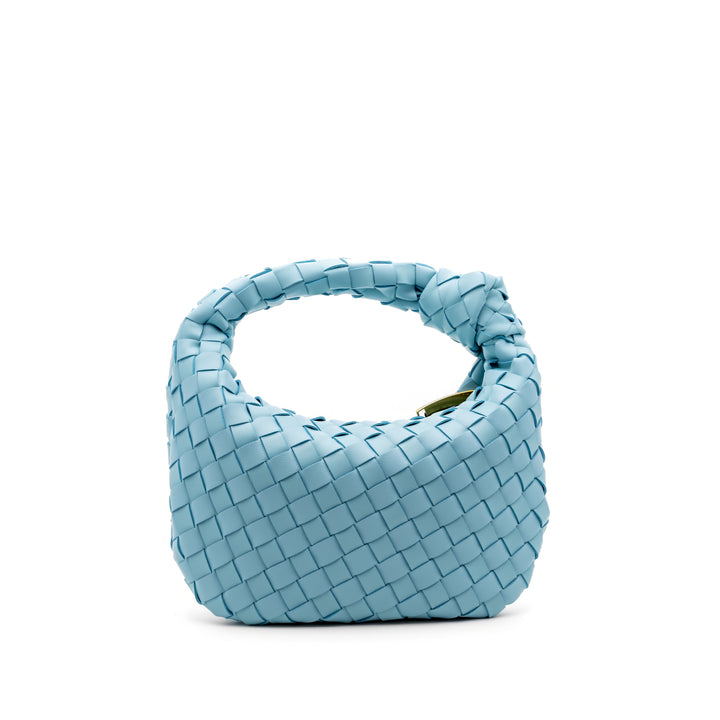 Woven Knot Handle Bag - Baby Blue