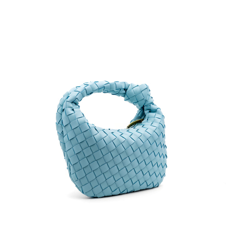 Woven Knot Handle Bag - Baby Blue