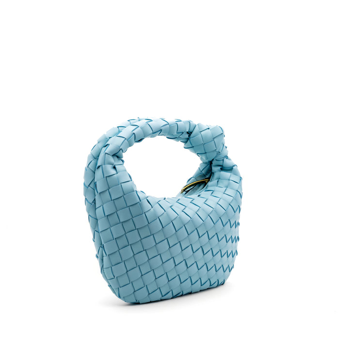 Woven Knot Handle Bag - Baby Blue