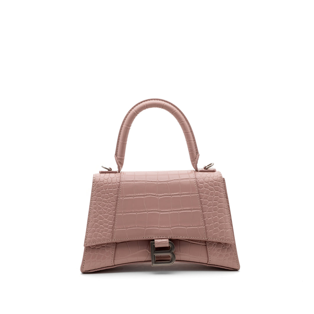 Croc-Embossed Handbag - Blush Pink