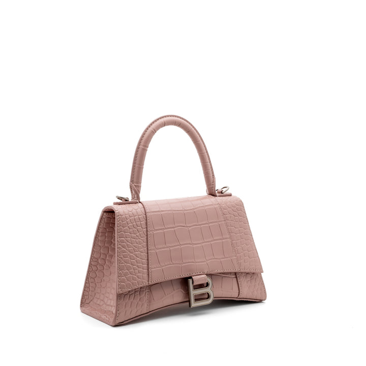 Croc-Embossed Handbag - Blush Pink