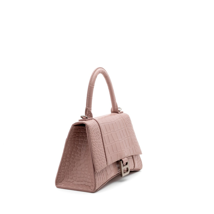 Croc-Embossed Handbag - Blush Pink