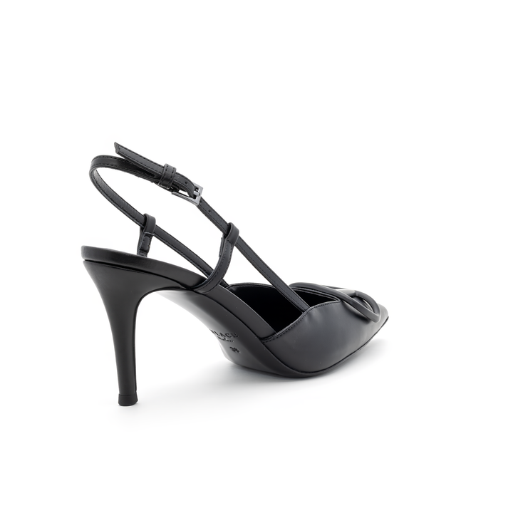 Slingback High Heels with Buckle Detail - Black