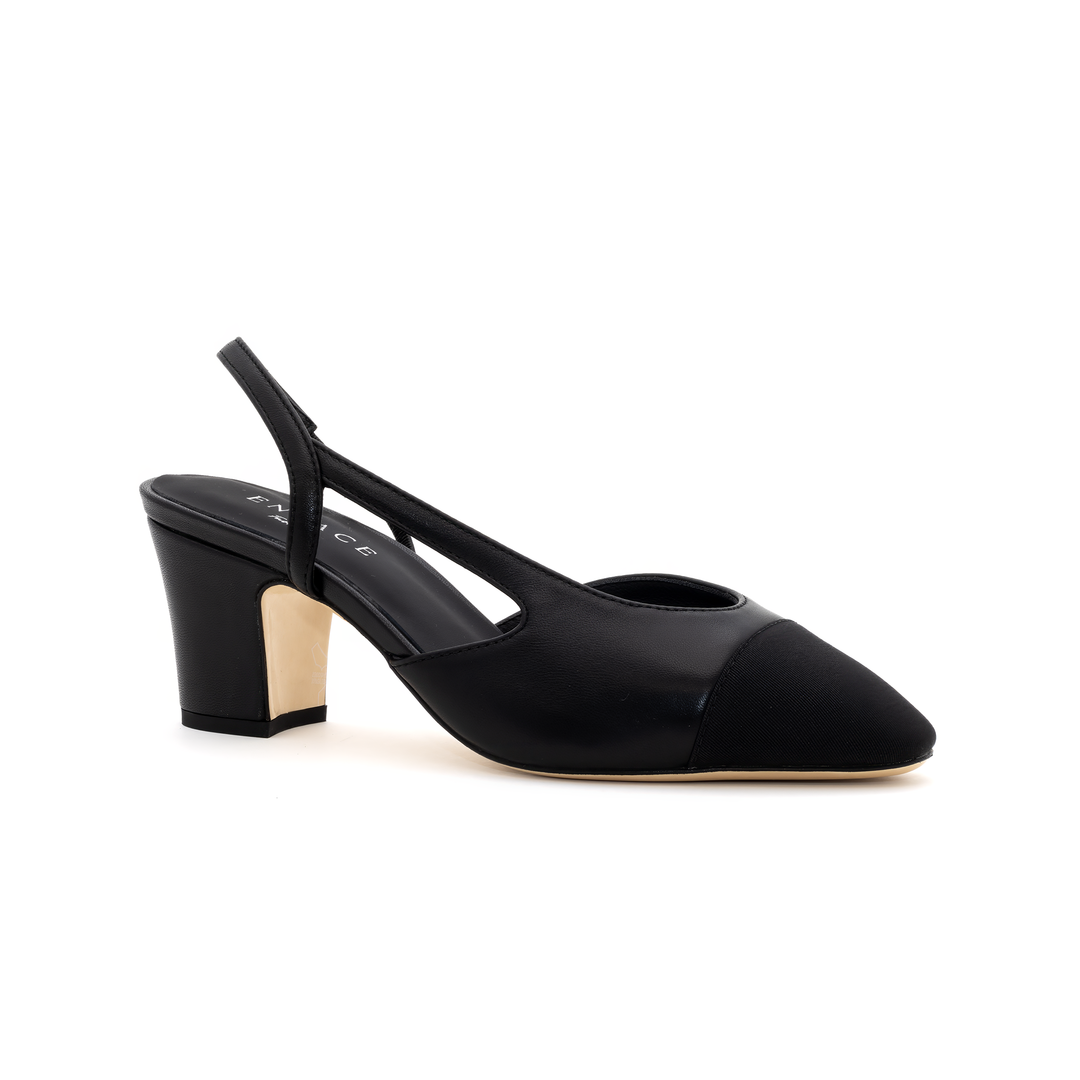 Slingback Mid-Heel Pumps - Black