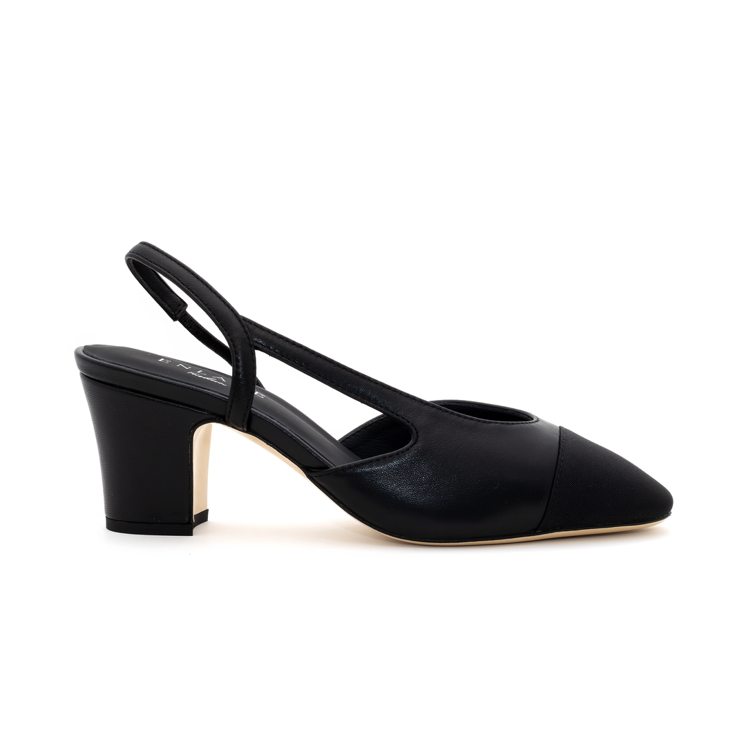 Slingback Mid-Heel Pumps - Black