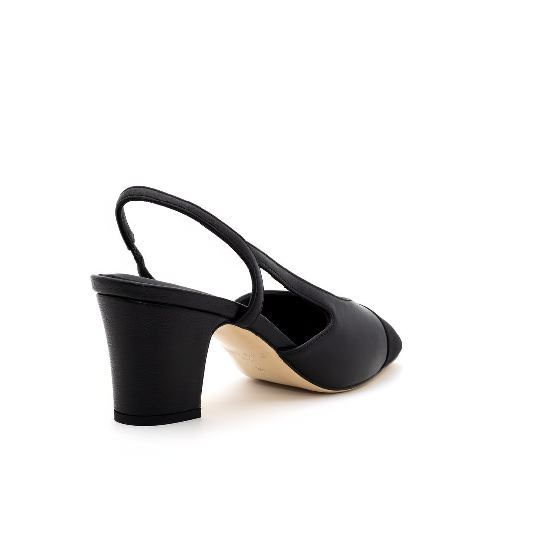 Slingback Mid-Heel Pumps - Black