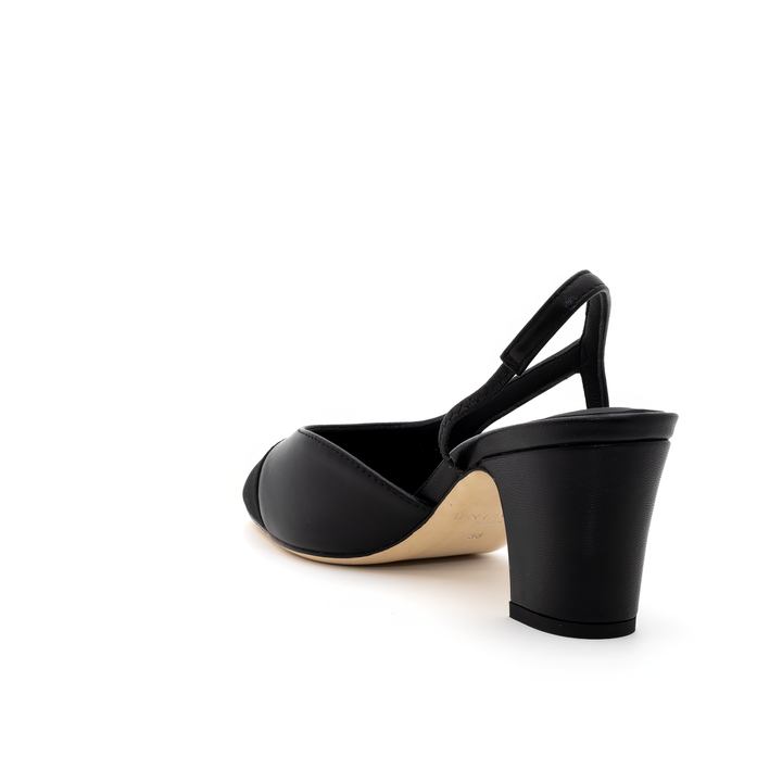 Slingback Mid-Heel Pumps - Black