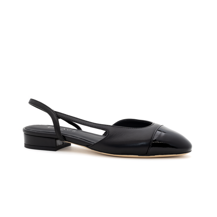 Slingback Cap-Toe Flats - Black