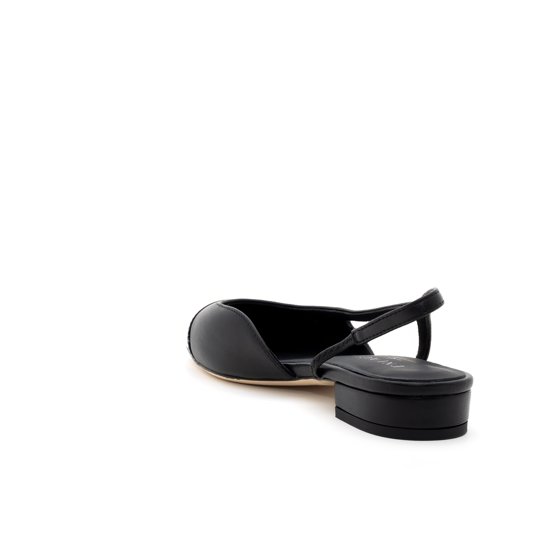 Slingback Cap-Toe Flats - Black