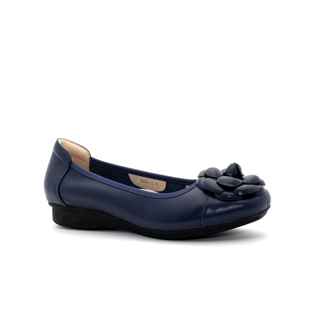 All-Day Comfort Flats with Bow Detail - Navy