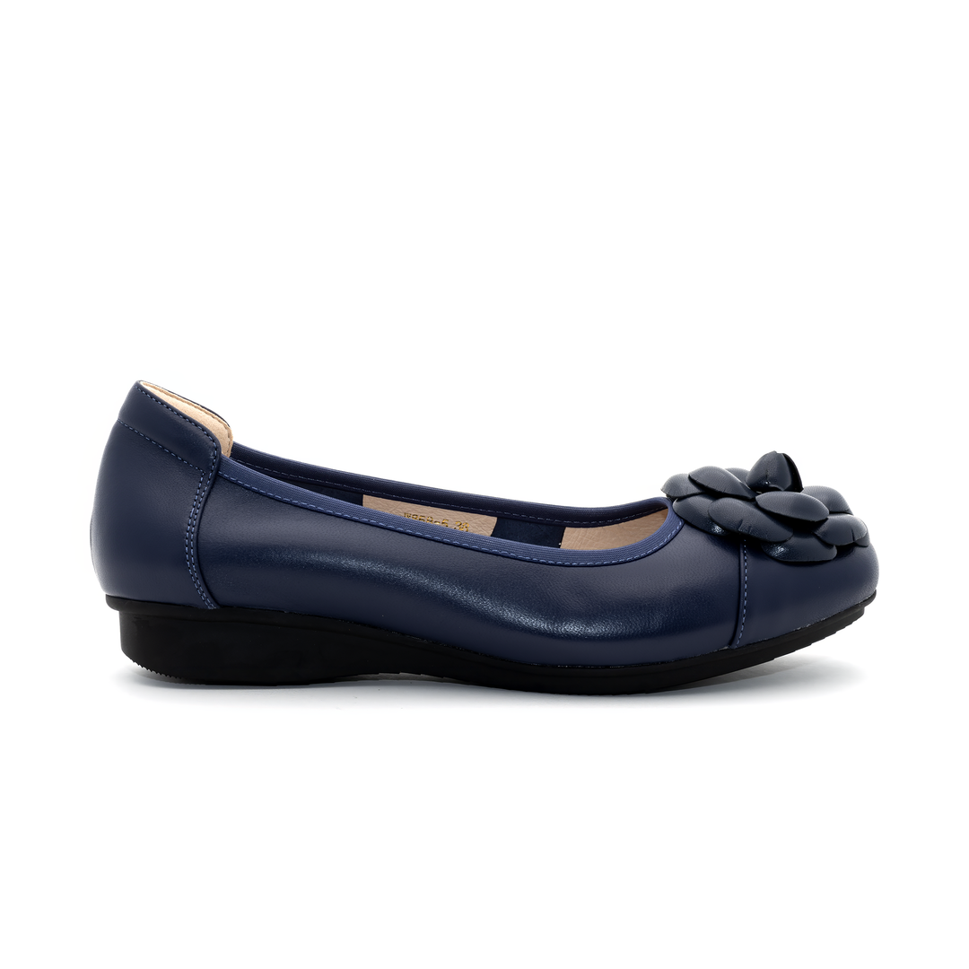 All-Day Comfort Flats with Bow Detail - Navy