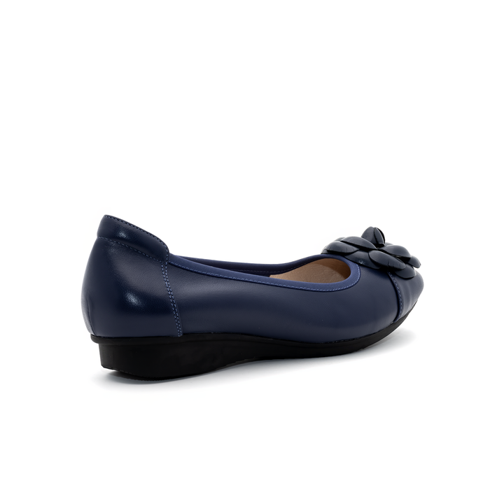 All-Day Comfort Flats with Bow Detail - Navy