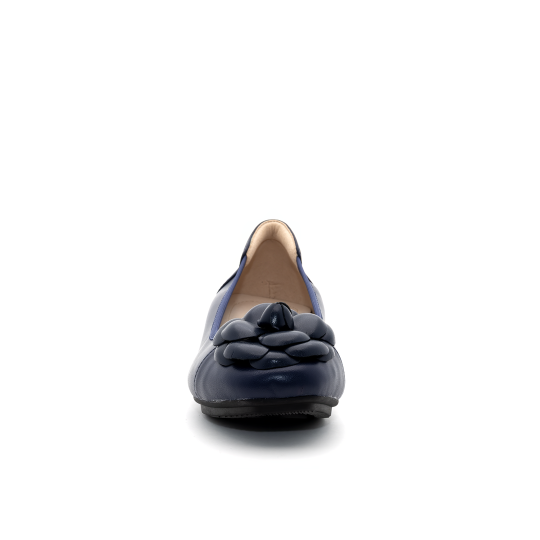 All-Day Comfort Flats with Bow Detail - Navy