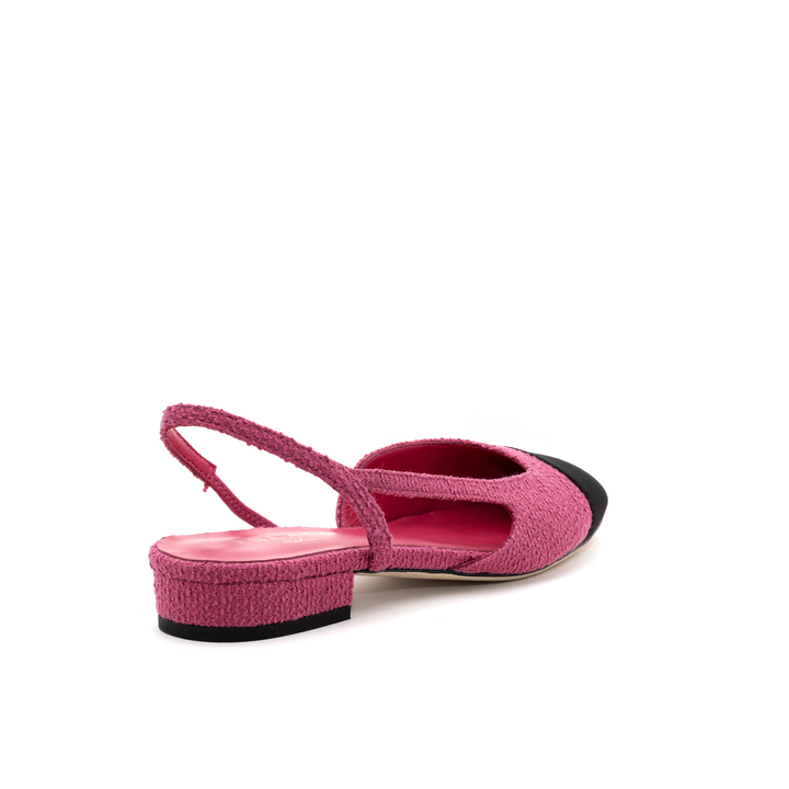 Slingback Cap-Toe Flats - Pink and Black