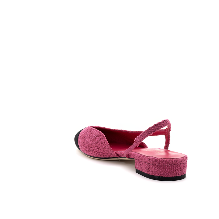 Slingback Cap-Toe Flats - Pink and Black