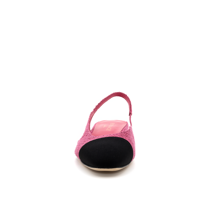 Slingback Cap-Toe Flats - Pink and Black