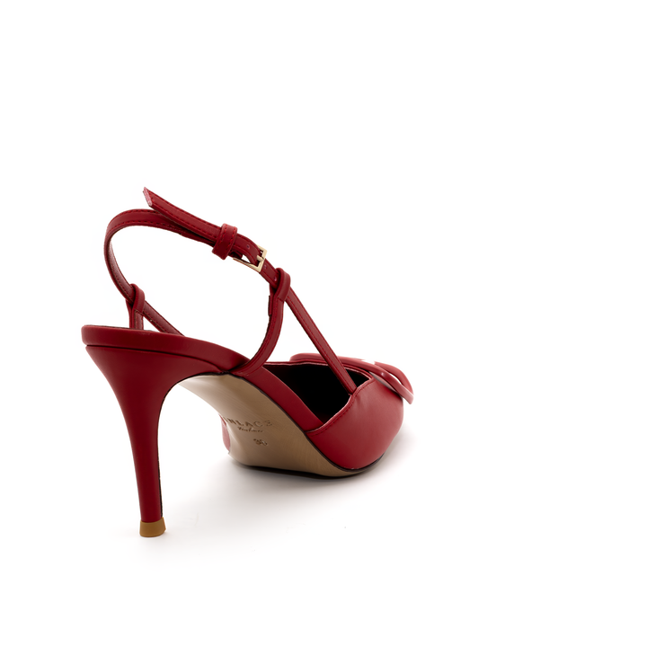 Slingback High Heels with Buckle Detail - Red