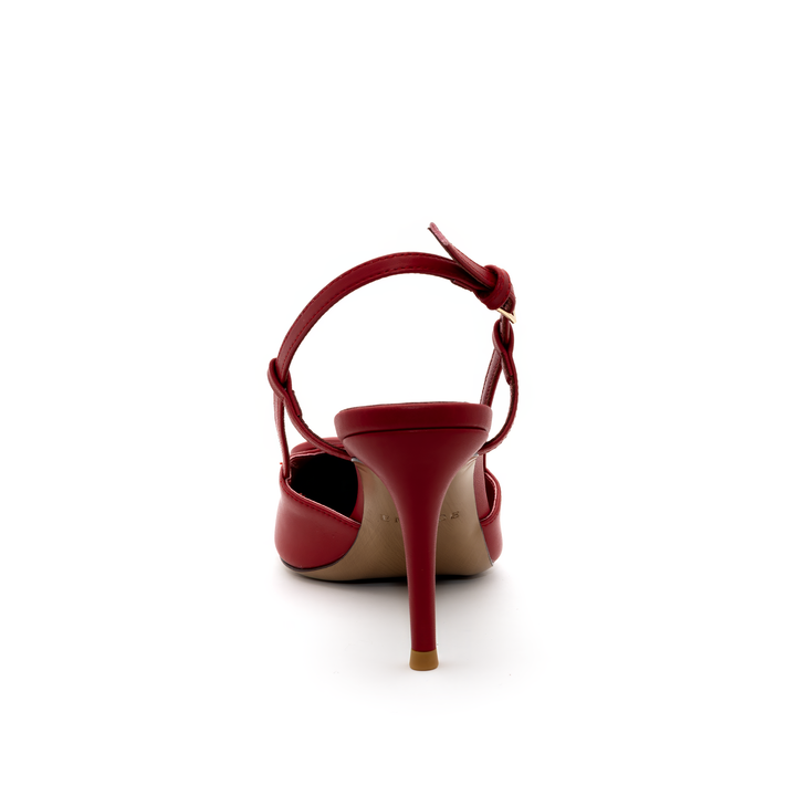 Slingback High Heels with Buckle Detail - Red