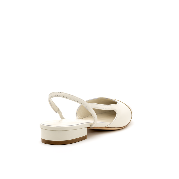 Slingback Cap-Toe Flats - Ivory and Nude