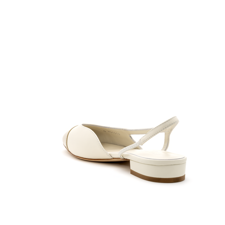 Slingback Cap-Toe Flats - Ivory and Nude